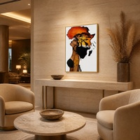 Silhouette de femme africaine, continent africain, art sur toile encadré or, accent culturel raffiné pour boutique, appartement, salle d'exposition, projet