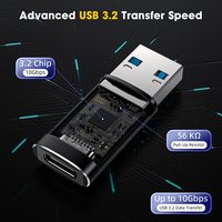 Adaptateur USB 3.2 vers Type C Femelle 10 Gbps Noir AM vers CF Connecteur OTG pour Ordinateur de Bureau et Portable - Prix Usine