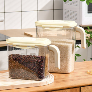 Transparent Food Grade Storage Jar 2500ml 3500ml With Lid For Grains Cereals Fruits Vegetables Rectangle Shape Multifunctional - Product Image 2