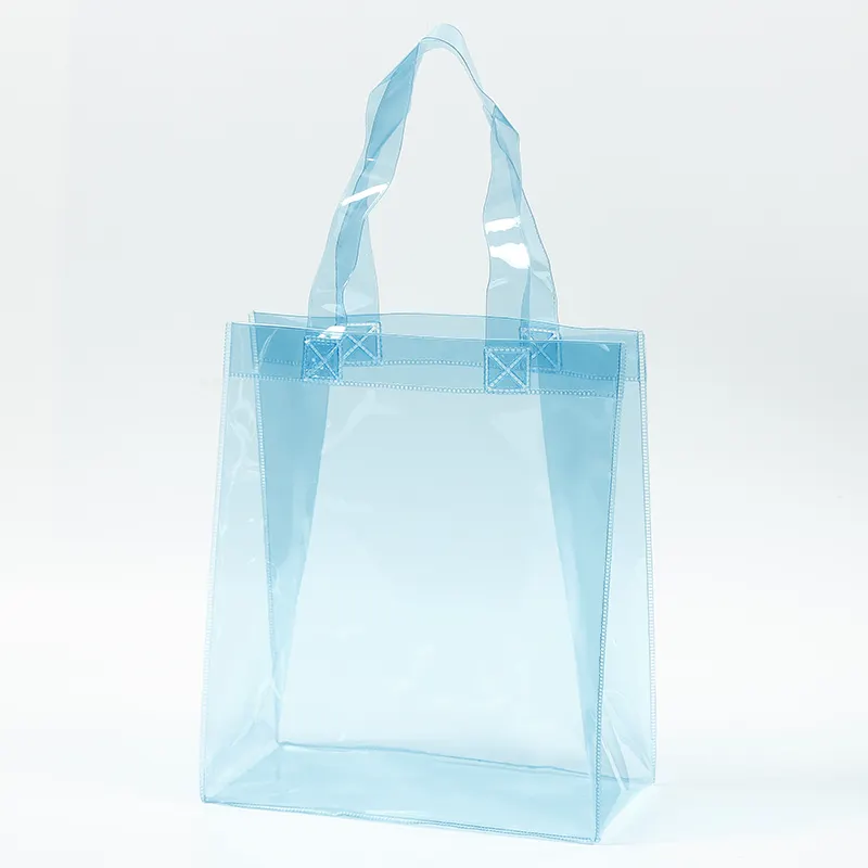 กระเป๋าบรรจุภัณฑ์พลาสติกแบบเรียบง่ายกระเป๋าถือสีใสออกแบบได้ตามต้องการ