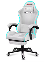 Chaise de course ergonomique, design moderne, chaise de jeu en cuir avec LED RGB, réglage de la hauteur et repose-pieds pour PC