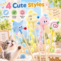 Bâton interactif pour chat avec herbe à chat, jouet en peluche étoile, lune, nuage et pompon, longue tige pour chaton, idéal pour la poursuite, l'exercice et les jeux d'intérieur pour animaux de compagnie