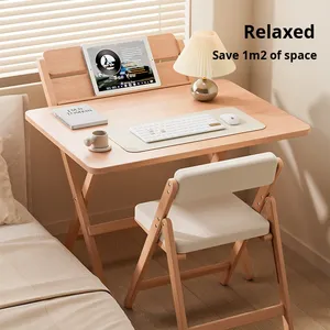 Table pliante Igrow, bureau d'ordinateur pour étudiant, petit espace, table de chevet en bois massif, table d'étude simple, bureau de bureau, chaise pliante - Product Image 1