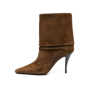 2025 Custom Women's Simple Stiletto High <strong>Heel</strong> <strong>Boots</strong> <strong>Kitten</strong> <strong>Heel</strong> Office Midi <strong>Boots</strong> with Pointed Toe Autumn Western Suede Winter - Product Image 2