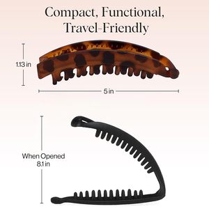 Pinces à cheveux en plastique banane pour femmes, style rétro années <span class=keywords><strong>80</strong></span>, 13,5 cm |   Sûr, durable, sans plis |   Coiffures en queue de cheval et chignons - Product Image 4