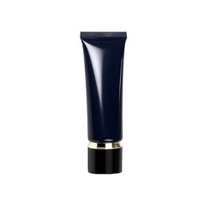 Tubo Exprimible Cosmético de Plástico Negro de Lujo con Tapa de Rosca Electrochapada en Oro - Product Image 1