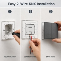 Interrupteur mural intelligent 2 gangs 2 prises en matériau PC, réseau KNX, design grille 2x2, indice de protection IP20 pour maisons de retraite
