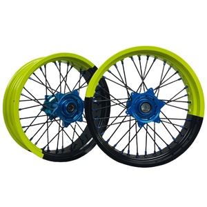 Passend für KT M EXC SXF MC XE TE FE 16/17 Radsatz Fluoreszierend Gelb-Schwarz Zweifarbige Felgen Hellblaue Naben Supermoto-Räder - Product Image 4