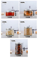 Stoples Kaca Transparan untuk Kue dan Permen, Ukuran Besar 250ml 280ml 390ml 500ml 730ml, Bentuk Lurus dengan Tutup Sekrup