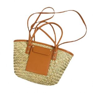 Bolso de Hombro de Paja para Playa, Bolso Tote de Hierba Tejida para Mujer, Bolso de Mano de Lujo de Diseñador - Product Image 1