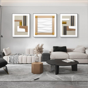 Peinture moderne simple décoration murale peinture abstraite triptyque peintures suspendues pour hôtel - Product Image 4