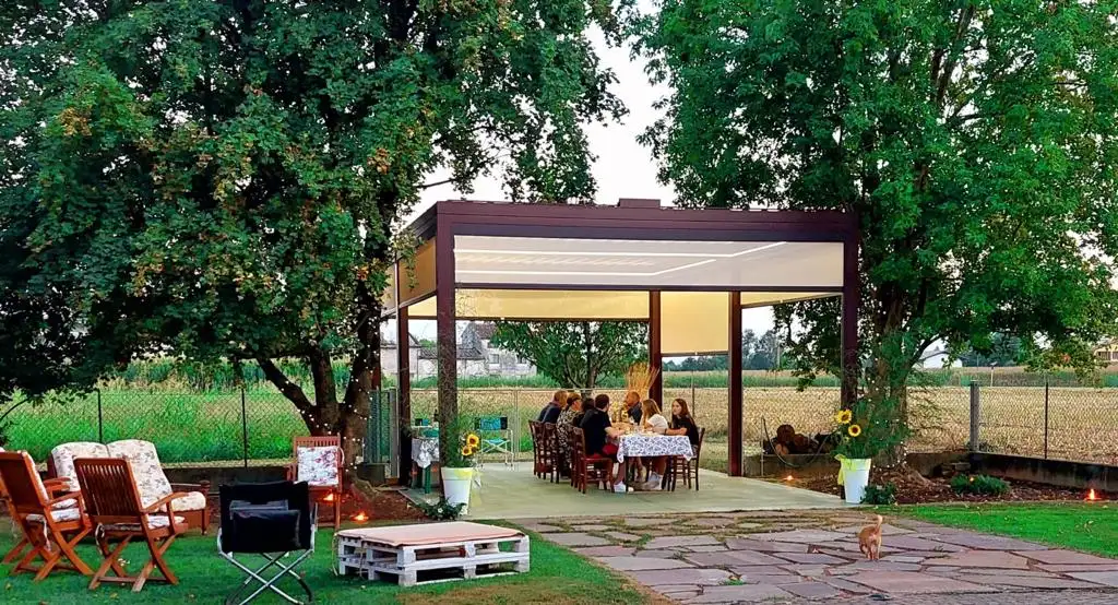 Moderne 3x 3/3X4M Aluminium Bioklimatische Pergola Gemotoriseerd Waterdicht Prieel Met Gepoedercoat Frame Voor Buitentuin