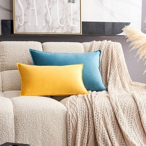 Velvet <b>Throw</b> Pillow <b>Cover</b> Rectangle Solid Color Washable Home Decor <b>Sofa</b> Cushion Case Without Insert - Product Image 2