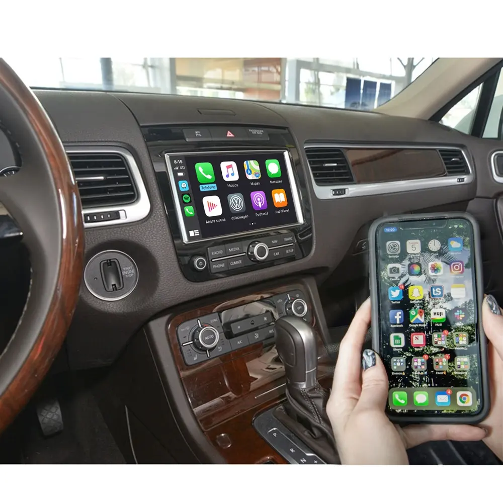 Unit CarPlay Otomatis Android Nirkabel, untuk Volkswagen RNS850 Touareg Apple IOS15, Antarmuka Video Pemutaran Mobil, Alat Bantu Parkir Mundur