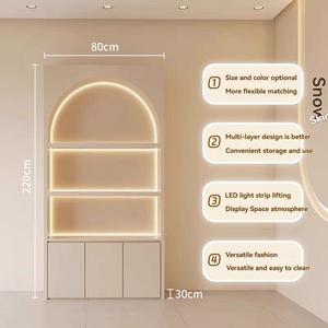 Exhibidor de Salón de Uñas con Iluminación LED, Mueble de Exhibición de Madera Contrachapada, Exhibidor de Pared para Salón de Belleza - Product Image 4