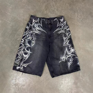 Shorts amples en jean pour homme, 100% coton, taille mi-haute, style vintage, design personnalisé DTG, hip-hop Harajuku, été - Product Image 2