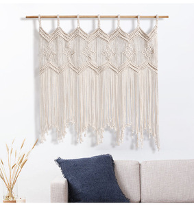 Tapiz tejido de cuerda de algodón hecho a mano colgante de pared Simple bohemio personalizado cortina de puerta decoración del hogar Pantalla de puerta de estilo tejido de Metal - Product Image 1