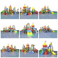 Parc de jeux aquatiques extérieur en plastique et acier pour enfants, usage commercial, résidentiel et maternelle, avec toboggan et piscine