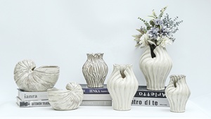 Vase à fleurs en céramique pour décoration intérieure, vase de sol en céramique pour style rustique vintage, vase de bureau pour plantes et fleurs - Product Image 6