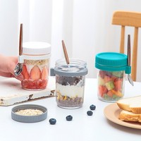 Pot de 10 oz pour Overnight Oats portable avec couvercle anti-fuite et cuillère intégrée pour la préparation des repas du petit-déjeuner et le stockage des salades