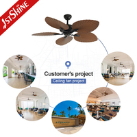 Ventilador de Techo Retro 1stshine de 52 Pulgadas con Motor DC, 5 Aspas de ABS, Control Remoto Inteligente, Color Negro Clásico para Villa