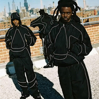 Ensemble de survêtement personnalisé en polyester et nylon pour homme, coupe oversize, coupe-vent, streetwear, veste et pantalon de haute qualité, vente en gros fabricant