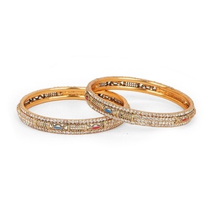 Classic Metal Bangle with White Green and <b>Red</b> Stone Embellishment Elegant Kada <b>Bracelet</b> Traditional Indian Jewelry for Women - Product Image 3