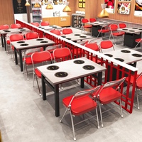 Barbecue à gaz moderne coréen Barbecue sans fumée Hot Pot Restaurant Table Top Hôtel Buffet Café Table à manger Ensemble 6 chaises pour traiteur