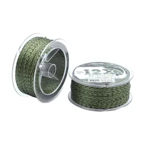 Linha de pesca de carpa camuflada com 12 fios, linha trançada verde de 100m e 60lbs