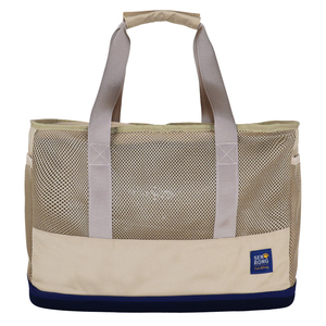 SenRong Mesh <b>Pet</b> <b>Carrier</b>, Soft-Sided Breathable Cat Bag, Beige with Blue Trim, Lightweight Travel Tote for Small Dogs - Product Image 1