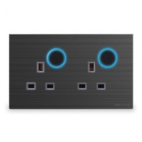 Panel Táctil para PC, Combinación de Interruptor y Enchufe de 2 Tomas y 13A, Estándar Británico, Botón de Reinicio con LED, Duradero, IP27, 100.000 Usos
