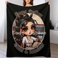 Nouvelle couverture de voyage en flanelle 2024, motif dessin animé Latino Chicana Chola, personnalisable pour avion et maison, idéale pour les fans de Chancla.