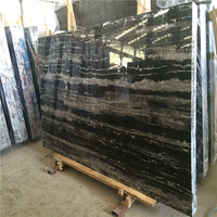 Dalles de marbre noir naturel chinois en marbre Dragon argenté avec veines droites blanches Carreaux polis pour revêtements de sol Carreaux muraux Escaliers