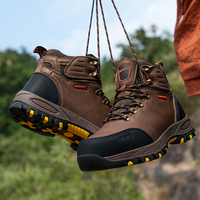 Chaussures de sécurité pour hommes, antidérapantes, avec embout en acier, protection anti-écrasement, chaussures de travail à lacets, mi-hautes, imperméables