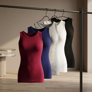 Women's Solid Color O-Neck Knitted Tank <b>Tops</b> Breathable Casual Wear in <b>Red</b> Blue Gray White Black - Product Image 3