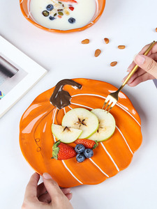 Tazón de calabaza Original, tazón de cerámica doméstico para bebés, vajilla para niños, fruta, ensalada, tazón de <span class=keywords><strong>desayuno</strong></span> - Product Image 6