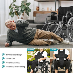 Ceinture de sécurité pour fauteuil roulant, gilet de retenue réglable en tissu Oxford pour personnes âgées et handicapées, noir - Product Image 4