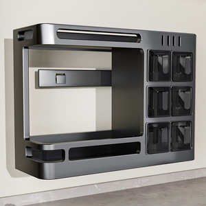 Étagère à épices murale Jingpeng à 2 niveaux en acier carbone, sans perçage, pour organiser les condiments (huile, sel, soja) - Product Image 2