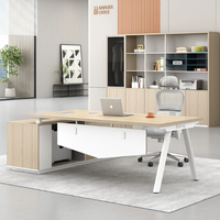 Nouveau bureau de direction en forme de L, moderne et luxueux, table de bureau en bois de haute technologie, écologique et durable pour PDG et dirigeant