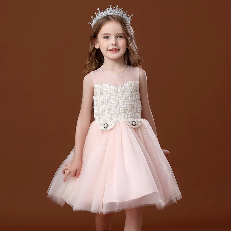 DMFGD Flower Girl Blush Kleider Hochzeit Erstkommunion Textil Geburtstags kleid 2 Jahre altes Mädchen Festzug Kleid