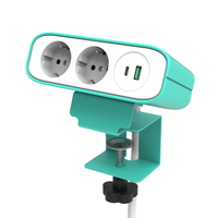 OMNI Bureau de charge intelligent moderne avec pince de fixation au bord du bureau, prise de table avec 2 prises et ports USB pour le bureau