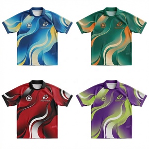 Maillot de football imprimé vagues bleues et jaunes Y2K Blokecore, col en V, personnalisable avec nom et numéro, sublimation intégrale, séchage rapide, pour club - Product Image 3