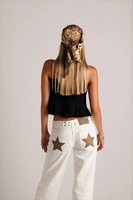Jean blanc pour femme style ONE DILEMMA, coupe slim droite, motif étoile à cinq branches à rivets, mode urbaine espagnole, collection automne