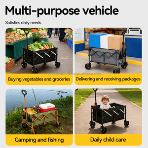 Chariots pliants robustes 220LBS avec roues, chariot de plage pliable portable pour les courses et les activités de plein air - Product Image 2