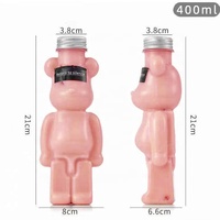 Bouteilles d'eau en PET jetables en forme d'ours avec bouchon en aluminium sans rouille 400 ml 700 ml
