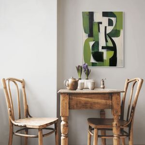 Contemporary Abstract <b>Canvas</b> <b>Print</b> Framed Artwork Green Black White Indoor Wall Decor Modern Style Wooden <b>Frame</b> - Product Image 3