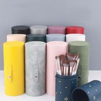 Porte-pinceaux cosmétiques colorés de haute qualité, étui en cuir PU, gobelet de rangement pour pinceaux de maquillage, cylindre, ODM & OEM