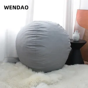 Custom Wholesale Comfortable Lazy Sofa Round Single Bean Bag With Filling Broken Sponge