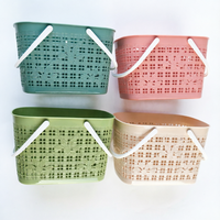 Panier de Douche Portable en Plastique Style Nordique avec Poignées, Organisateur de Rangement pour Salle de Bain et Maison