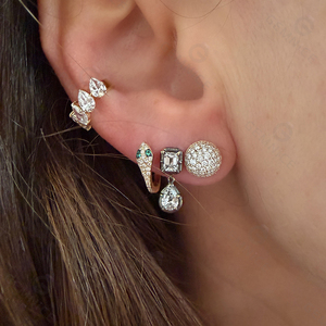 Bague de mariage Gemnel en argent 925 avec grappe de diamants sertie clos, forme mixte, coupe éternelle - Product Image 2